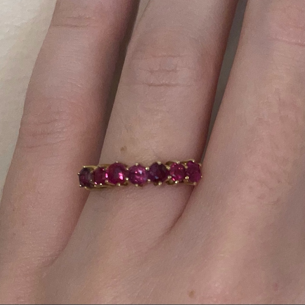 Ruby half eternity band 18k gold - Picture 14 of 17